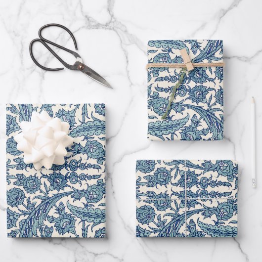 Blue  Floral Arabic Pattern Inpakpapier Vel (Voorkant)