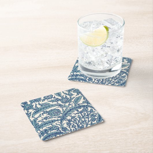 Blue  Floral Arabic Pattern Kartonnen Onderzetters (Insitu)