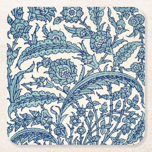 Blue  Floral Arabic Pattern Kartonnen Onderzetters (Voorkant)