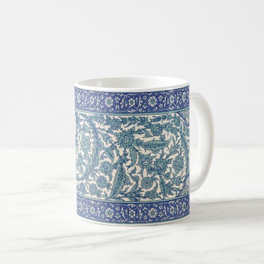 Blue Floral Arabic Pattern Koffiemok (Voorkant rechts)
