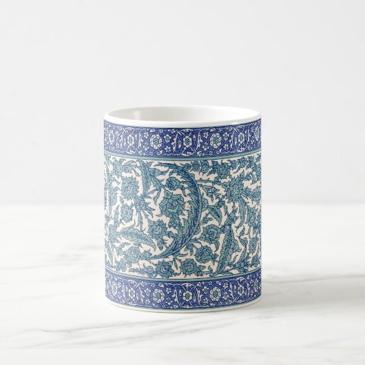 Blue  Floral Arabic Pattern Koffiemok (Center)