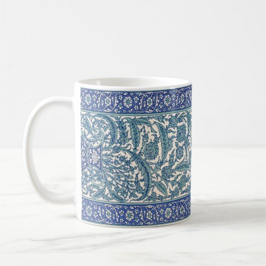 Blue Floral Arabic Pattern Koffiemok (Links)