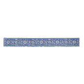 Blue Floral Arabic Pattern Satijnen Lint (Voorkant)