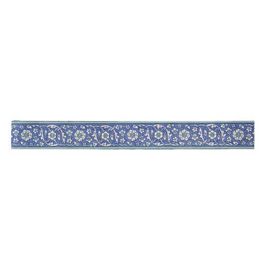 Blue  Floral Arabic Pattern Satijnen Lint (Voorkant)