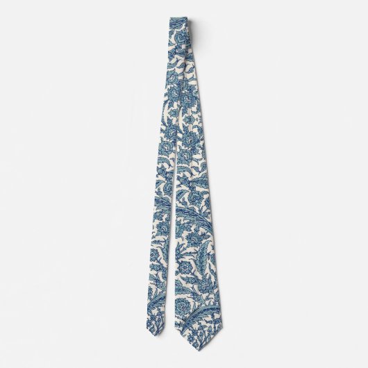 Blue  Floral Arabic Pattern Stropdas (Achterkant)