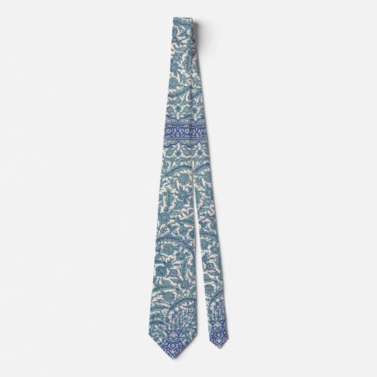 Blue  Floral Arabic Pattern Stropdas (Voorkant)