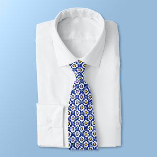 Blue Floral Arabic Pattern Stropdas