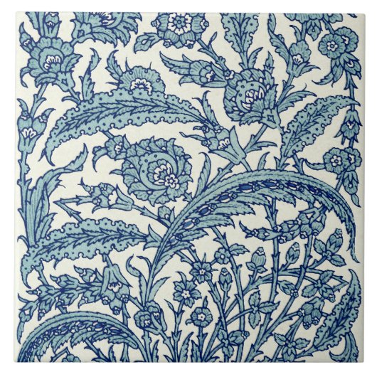 Blue  Floral Arabic Pattern Tegeltje (Voorkant)