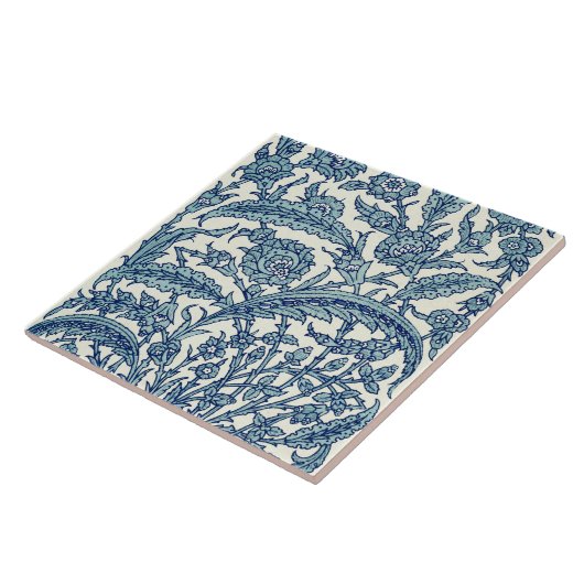 Blue  Floral Arabic Pattern Tegeltje (Zijkant)