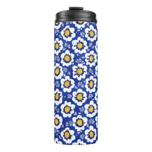 Blue Floral Arabic Pattern Thermosbeker