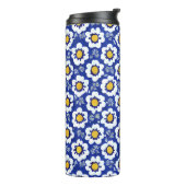 Blue Floral Arabic Pattern Thermosbeker (Gedraaid links)