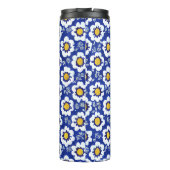 Blue Floral Arabic Pattern Thermosbeker (Achterkant)