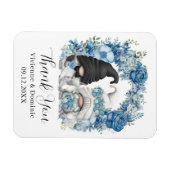 Blue Floral Arch Gnome Wedding Bedankt Card Magneet (Horizontaal)