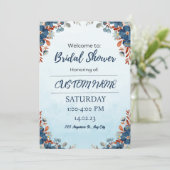 Blue Floral Arch Summer Bridal Shower Kaart (Staand voorkant)
