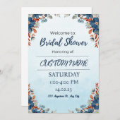 Blue Floral Arch Summer Bridal Shower Kaart (Voorkant / Achterkant)