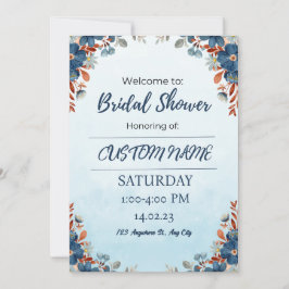 Blue Floral Arch Summer Bridal Shower Kaart