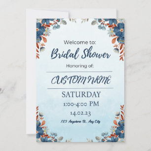 Blue Floral Arch Summer Bridal Shower Kaart