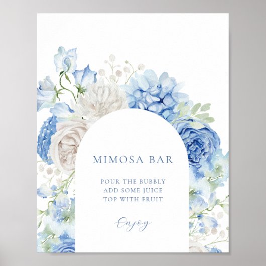 Blue Floral Arch Vrijgezellenfeest Mimosa Bar Teke Poster (Voorkant)