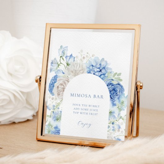 Blue Floral Arch Vrijgezellenfeest Mimosa Bar Teke Poster