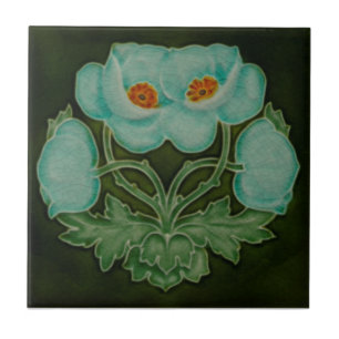 Blue Floral Art Nouveau Repro Pilkington 1910 Tegeltje