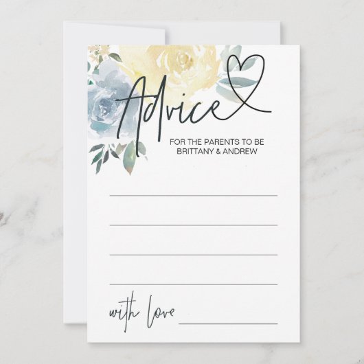 Blue Floral Baby Boy Douche Advies spel Kaart (Voorkant)