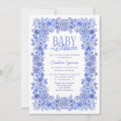 Blue Floral Baby Boy in Bloom Shower Kaart (Voorkant)