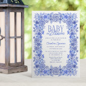 Blue Floral Baby Boy in Bloom Shower Kaart