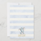 Blue Floral Baby Elephant Baptism Invitation Kaart (Achterkant)