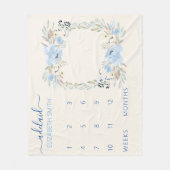 Blue Floral Baby Girl Milestone Blanket Fleece Deken (Voorkant)