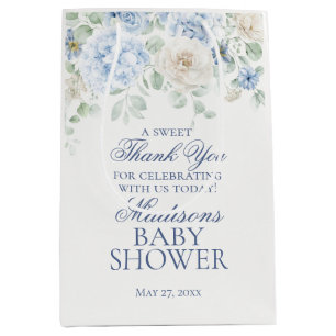 Blue Floral Baby in Bloom Baby shower Favors Medium Cadeauzakje