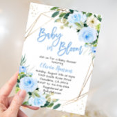 Blue Floral Baby in Bloom Baby shower Kaart