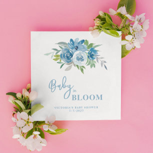 Blue Floral Baby in Bloom Baby shower Servet