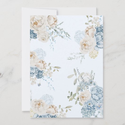 Blue Floral BABY IN BLOOM Baby shower Uitnodiging (Achterkant)