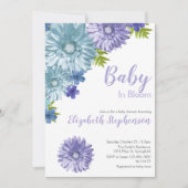 Blue Floral Baby In Bloom Floral Baby Shower Kaart (Voorkant)