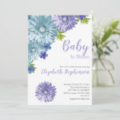 Blue Floral Baby In Bloom Floral Baby Shower Kaart (Staand voorkant)
