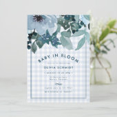 Blue Floral Baby in Bloom Gingham Boy Baby shower (Staand voorkant)
