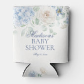 Blue Floral Baby in Bloom Hydrangea Baby shower Blikjeskoeler (Voorkant)