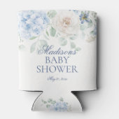 Blue Floral Baby in Bloom Hydrangea Baby shower Blikjeskoeler (Achterkant)