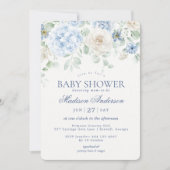 Blue Floral Baby in Bloom Hydrangea Baby shower Kaart (Voorkant)
