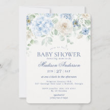 Blue Floral Baby in Bloom Hydrangea Baby shower