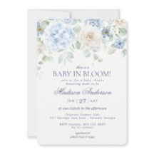 Blue Floral Baby in Bloom Hydrangea Baby shower
