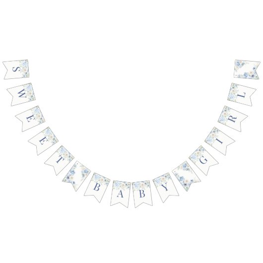 Blue Floral Baby in Bloom Hydrangea Baby shower Vlaggetjes (Alle)