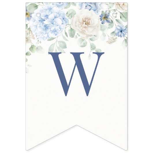 Blue Floral Baby in Bloom Hydrangea Baby shower Vlaggetjes (Tweede vlag)