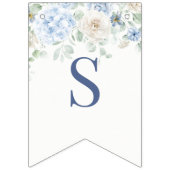 Blue Floral Baby in Bloom Hydrangea Baby shower Vlaggetjes (Eerste vlag)