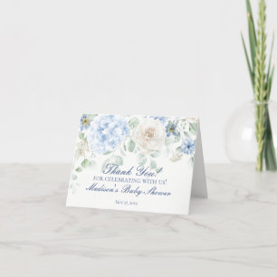 Blue Floral Baby in Bloom Shower Bedankt Card