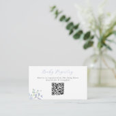 Blue Floral Baby shower Baby Registry QR Code Informatiekaartje (Staand voorkant)