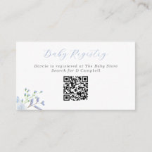 Blue Floral Baby shower Baby Registry QR Code