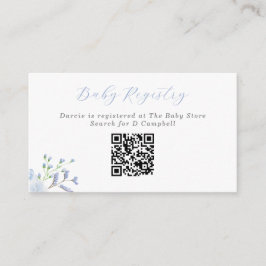 Blue Floral Baby shower Baby Registry QR Code Informatiekaartje