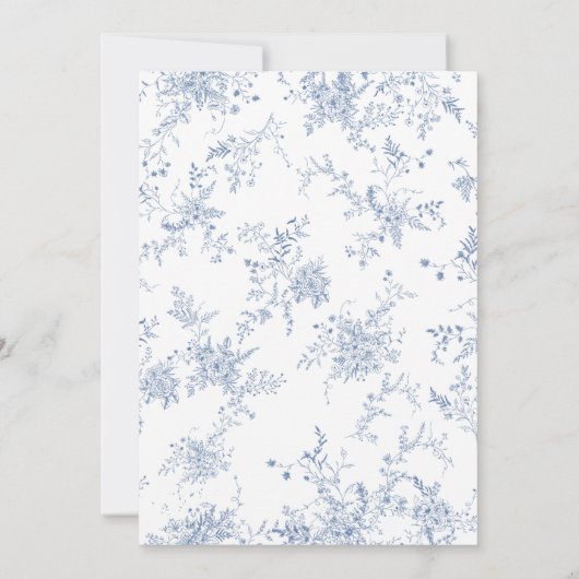 Blue Floral Baby shower Bingo Game Kaart (Achterkant)