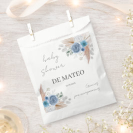 Blue Floral Baby shower Boy Bedankzakje